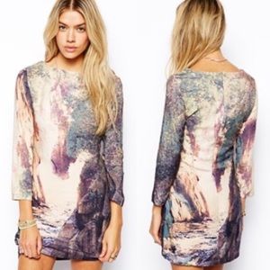 Insight Waterfall Silky Boatneck Mini Dress